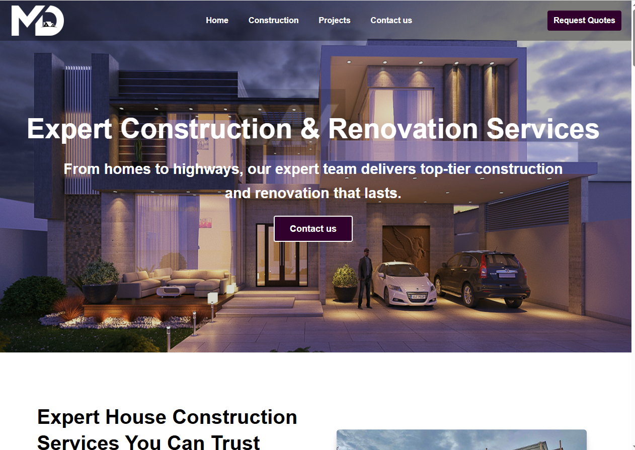 MD Construction – Responsive WordPress Website for a Modern Construction Business
